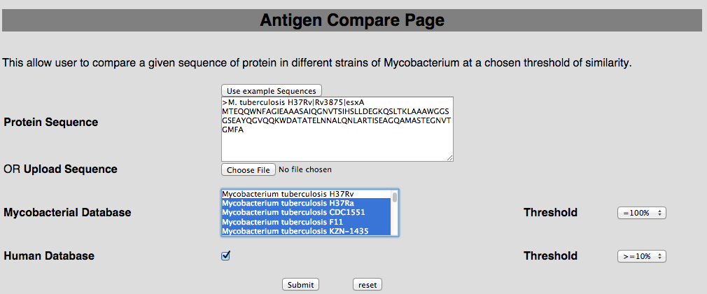 Compare antigens